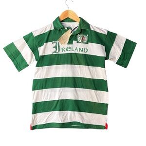 Lansdowne Ireland Kids Green & White Striped Rugby Polo – Sz 11/12 (NWT)